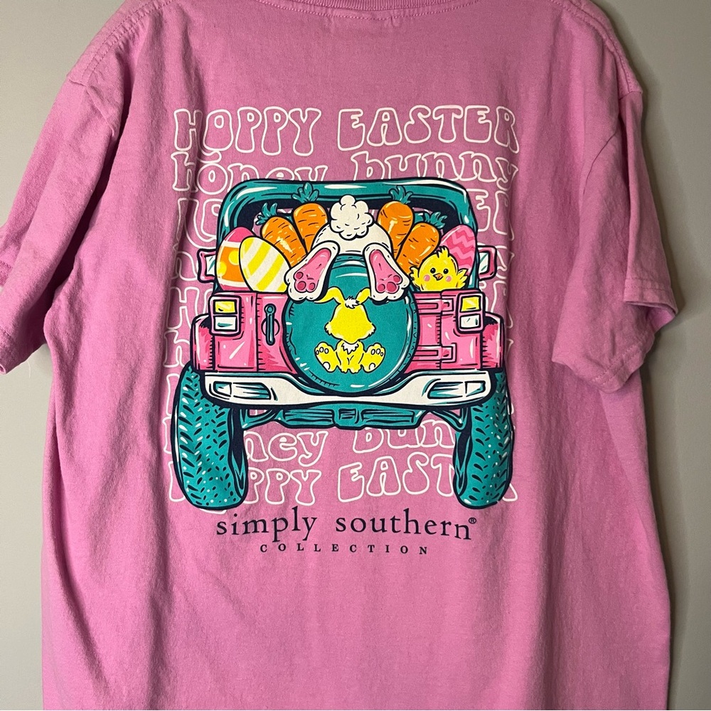 Simply Southern Pink Short Sleeve Tee with Graphic Design Youth Medium - Picture 2 of 5